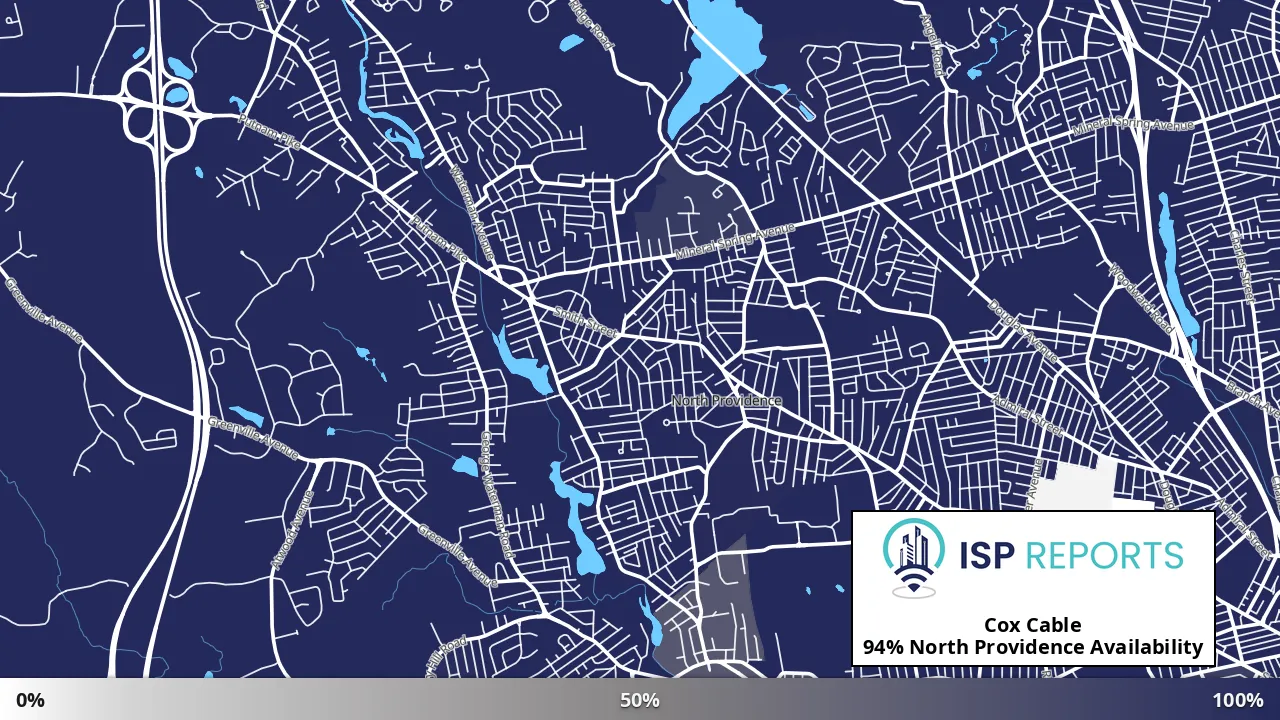 North Providence, RI map of internet availability