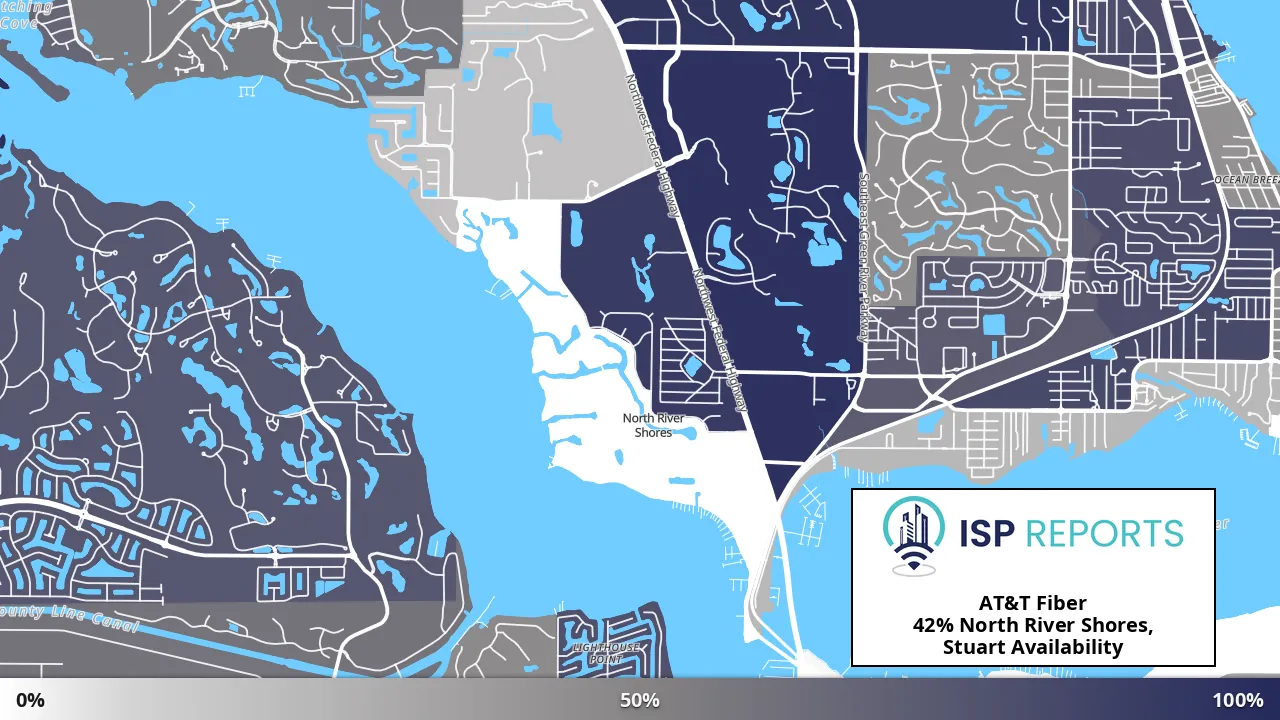 North River Shores, Stuart, FL map of internet availability