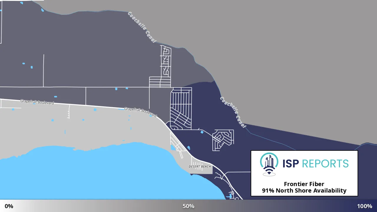 North Shore, CA map of internet availability