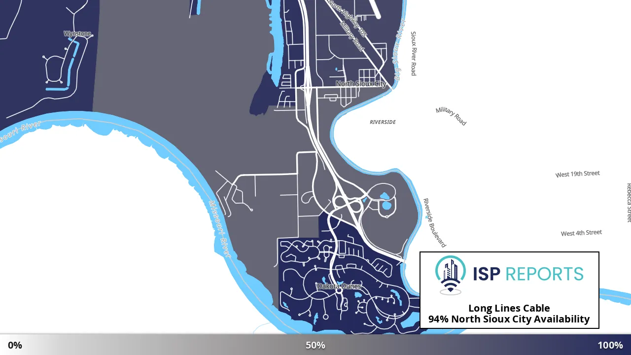 North Sioux City, SD map of internet availability