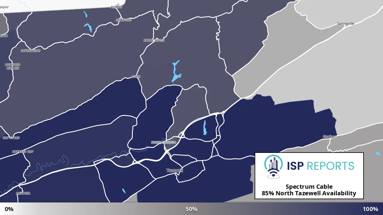 North Tazewell, VA map of internet availability