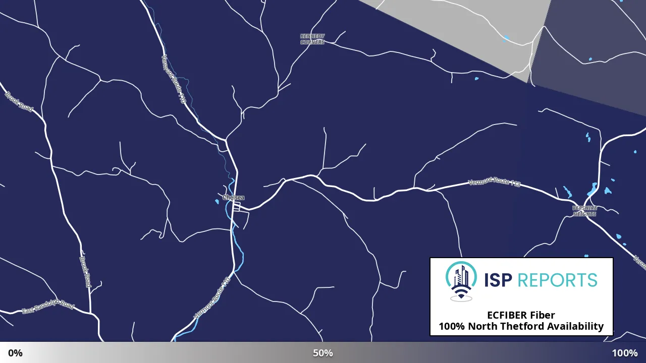 North Thetford, VT map of internet availability