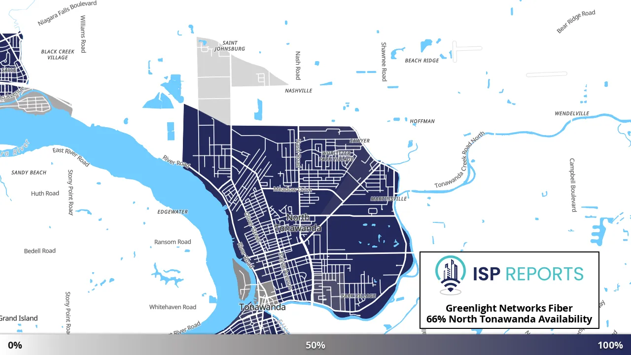 North Tonawanda, NY map of internet availability