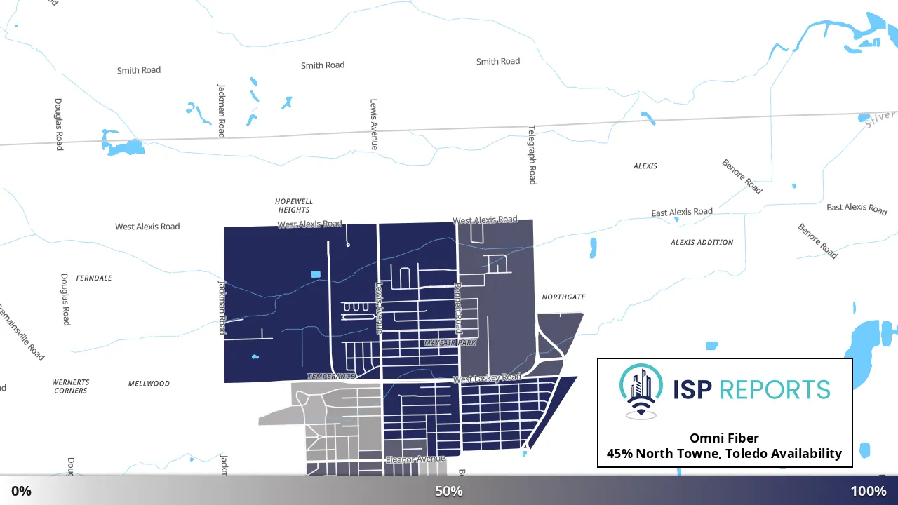 North Towne, Toledo, OH map of internet availability