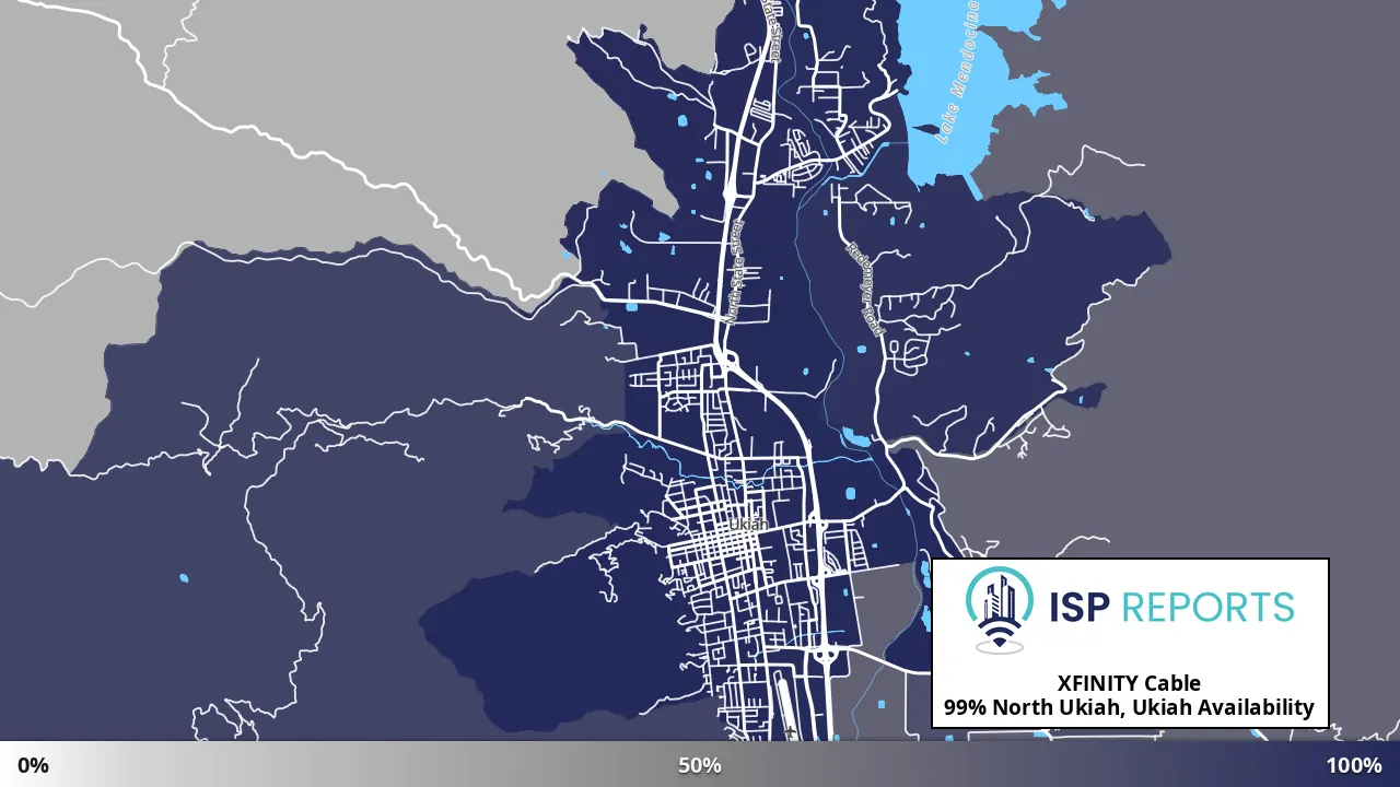 North Ukiah, Ukiah, CA map of internet availability