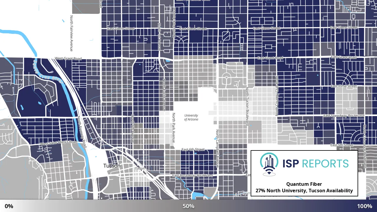 North University, Tucson, AZ map of internet availability