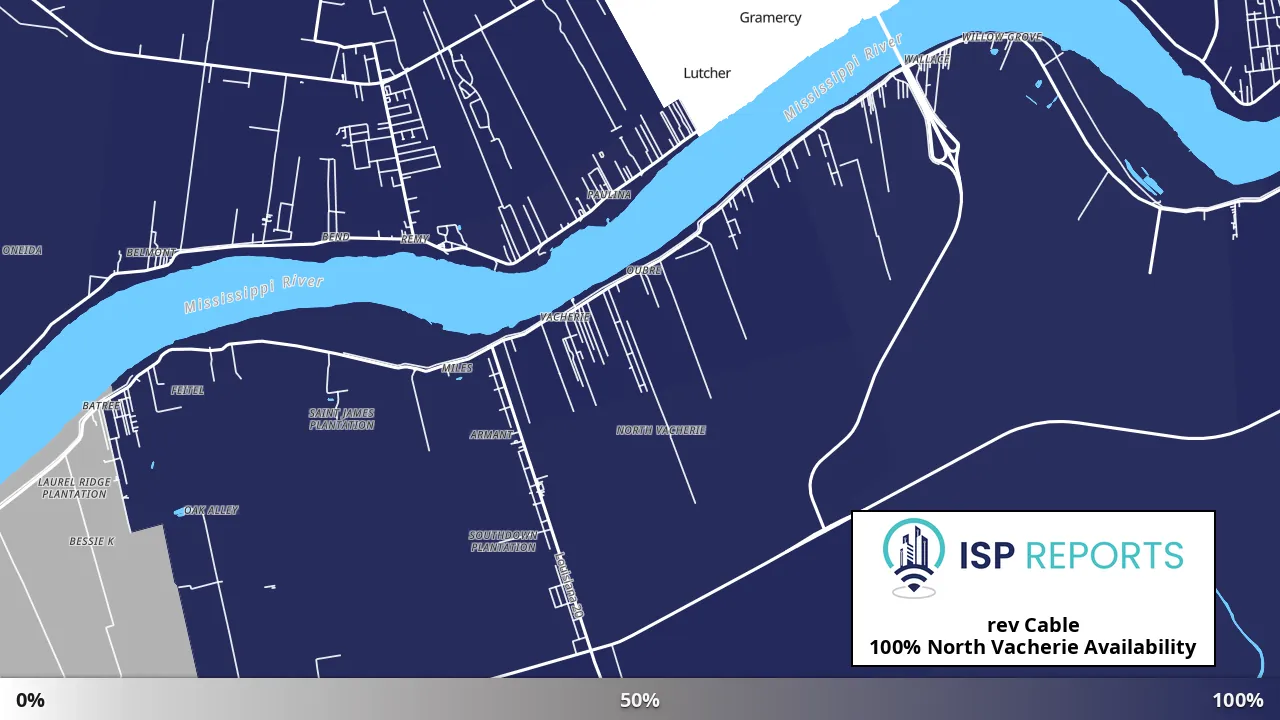North Vacherie, LA map of internet availability