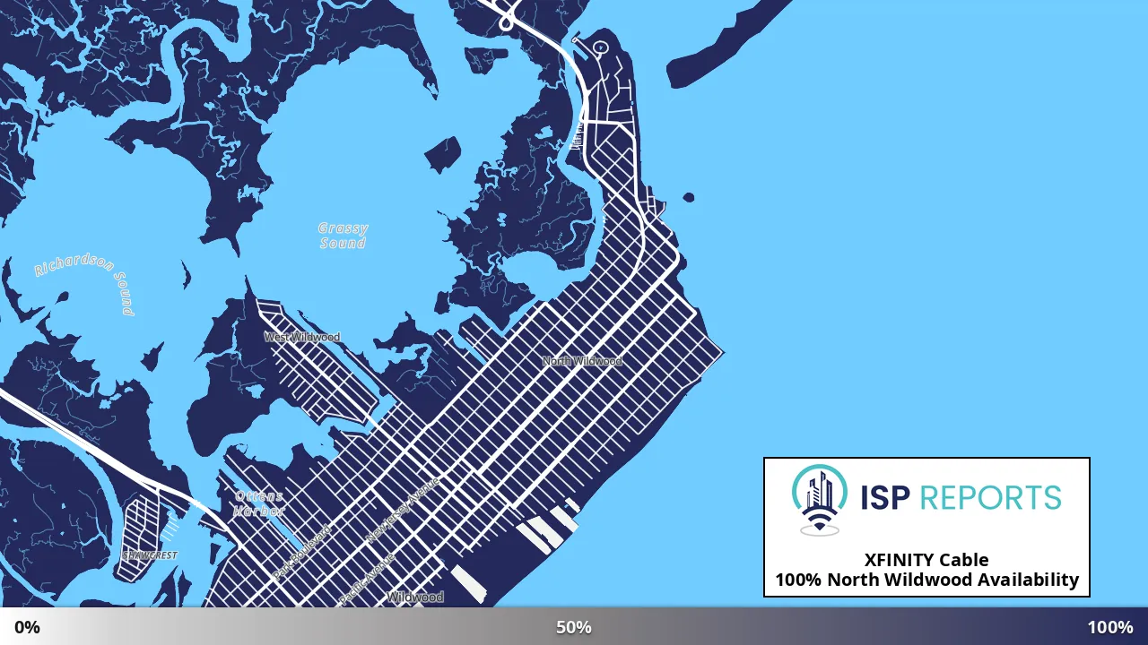 North Wildwood, NJ map of internet availability
