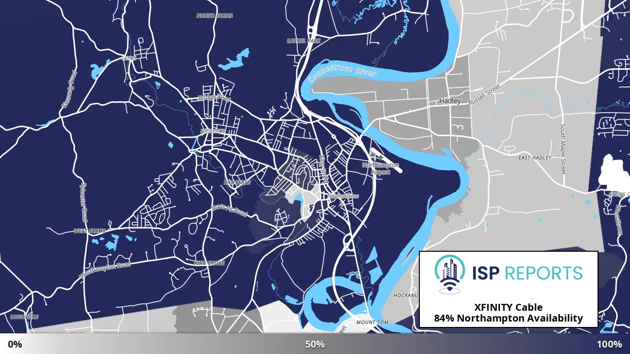 Northampton, MA map of internet availability