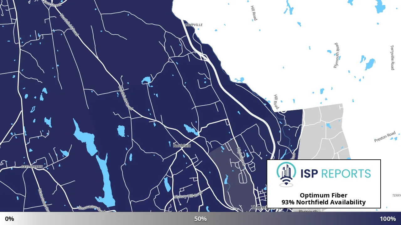 Northfield, CT map of internet availability
