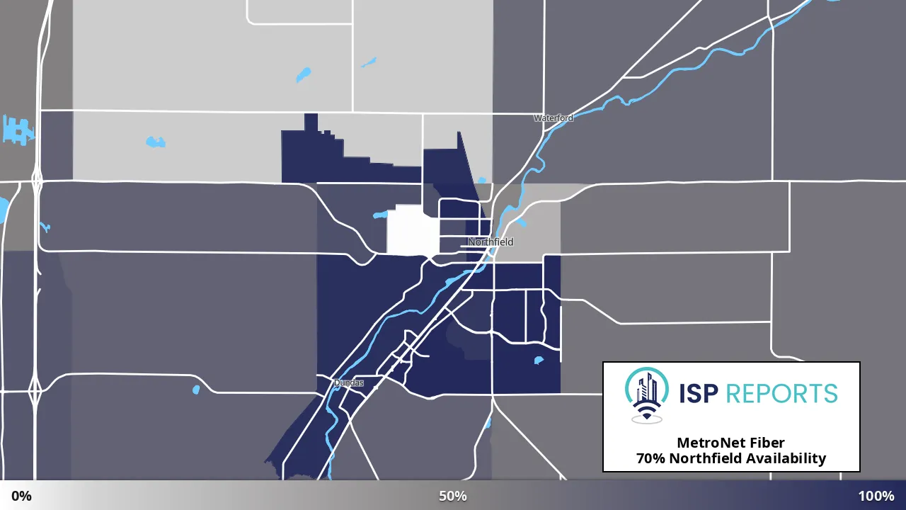 Northfield, MN map of internet availability