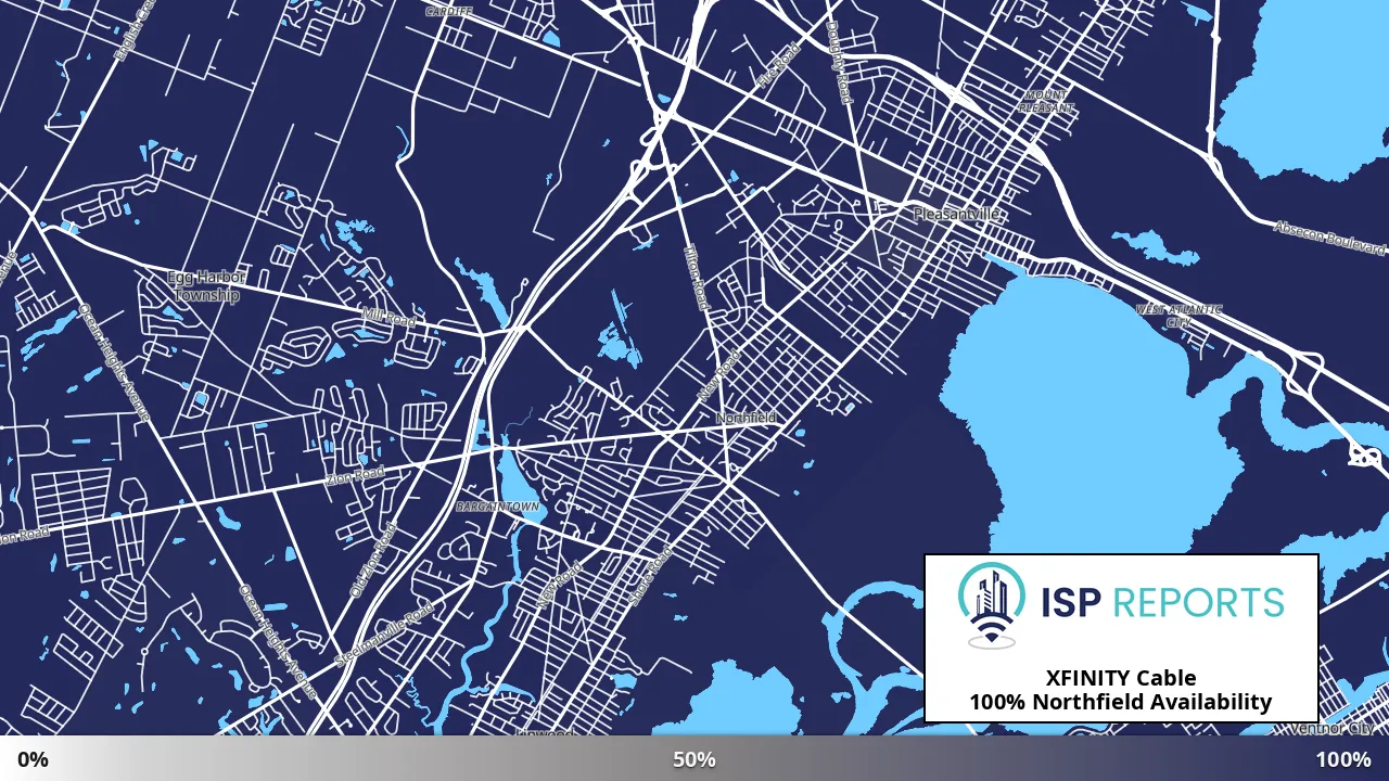 Northfield, NJ map of internet availability