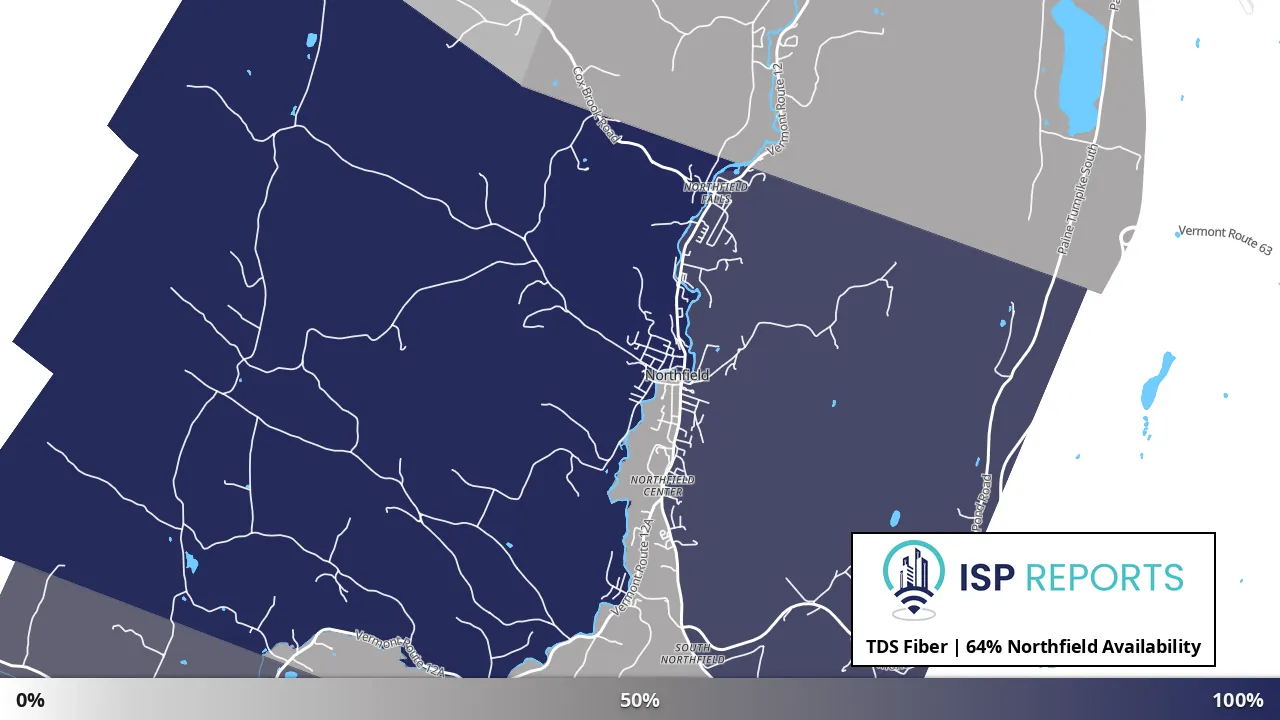 Northfield, VT map of internet availability
