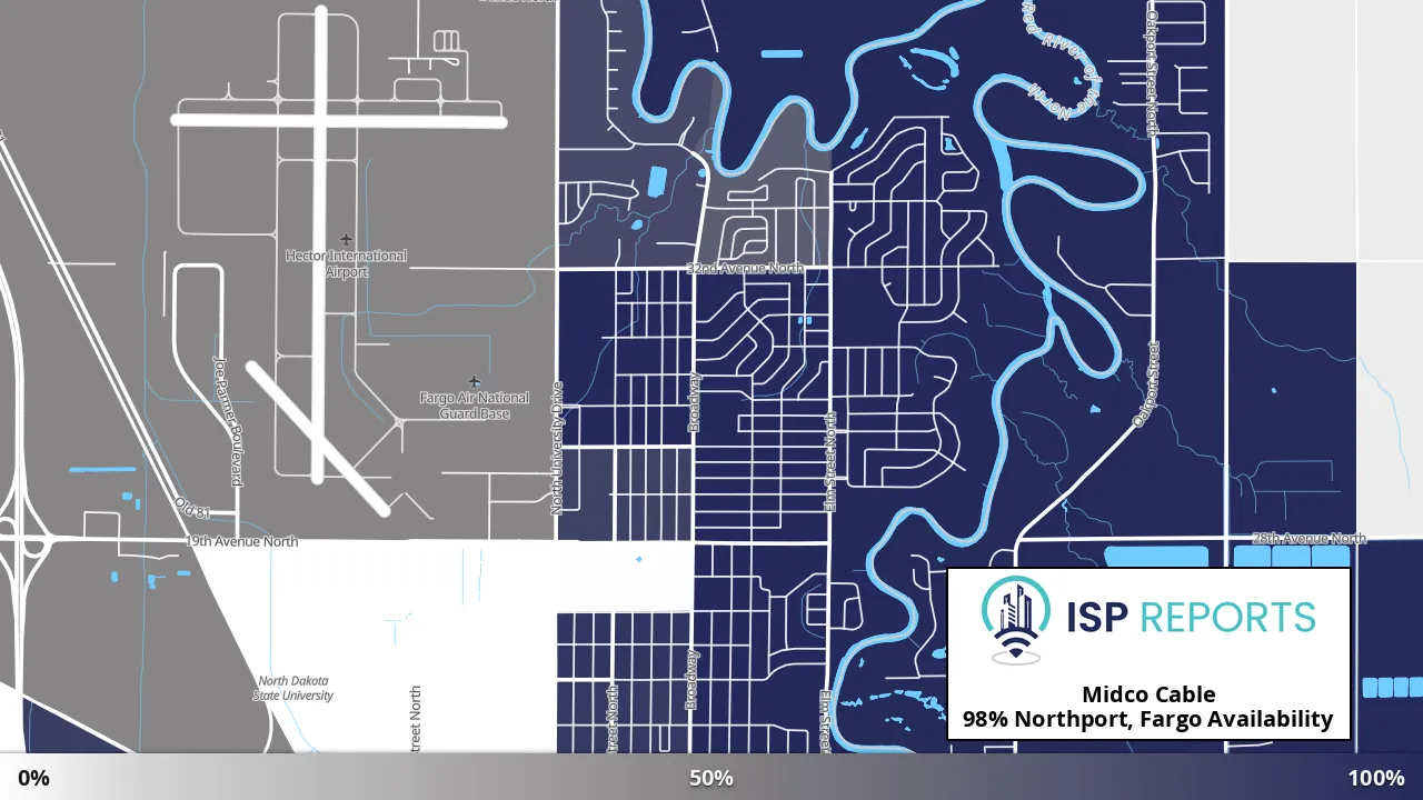 Northport, Fargo, ND map of internet availability