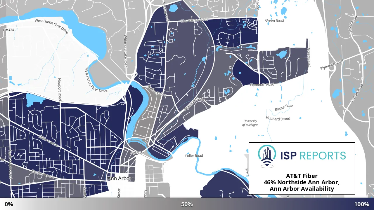 Northside Ann Arbor, Ann Arbor, MI map of internet availability