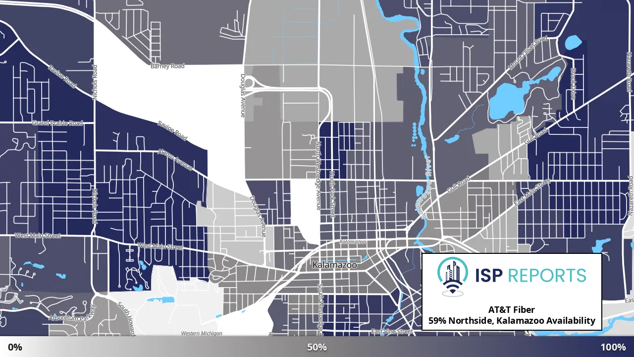 Northside, Kalamazoo, MI map of internet availability