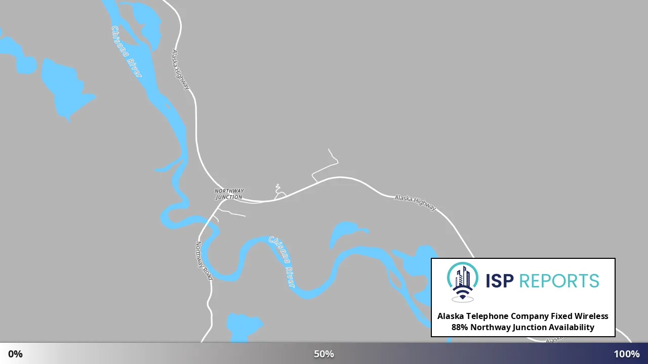 Northway Junction, AK map of internet availability