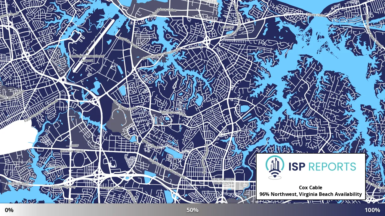 Northwest, Virginia Beach, VA map of internet availability