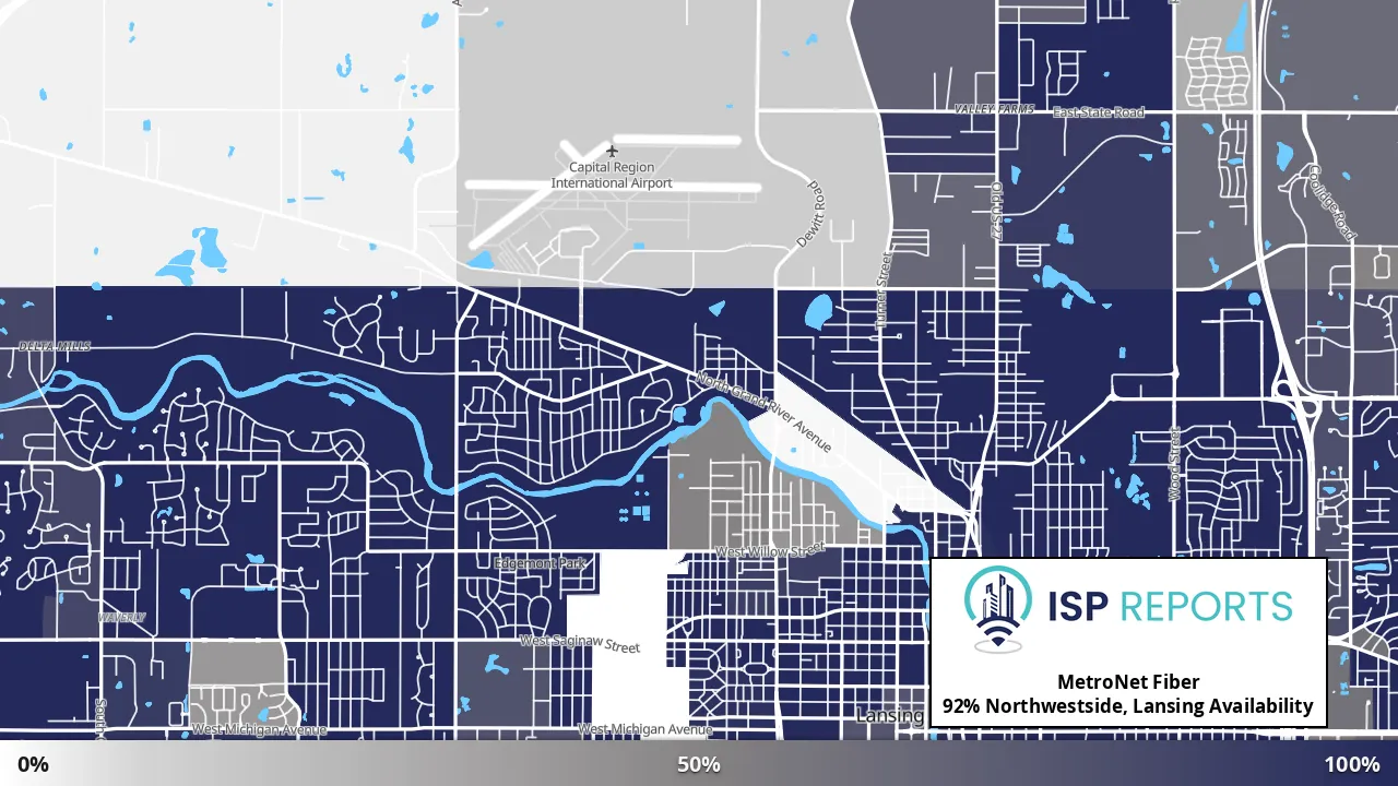 Northwestside, Lansing, MI map of internet availability