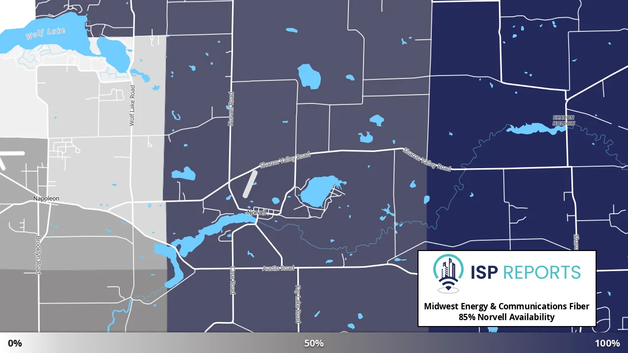 Norvell, MI map of internet availability