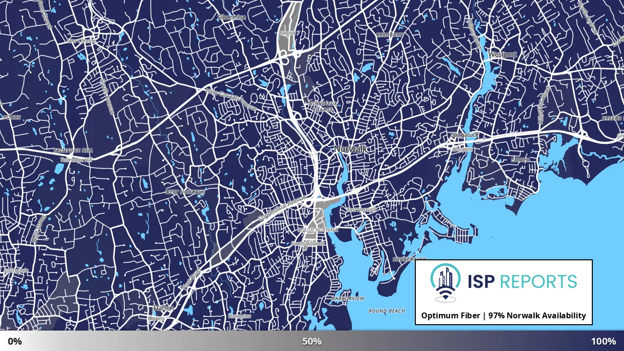 Norwalk, CT map of internet availability
