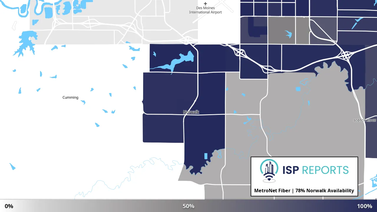 Norwalk, IA map of internet availability
