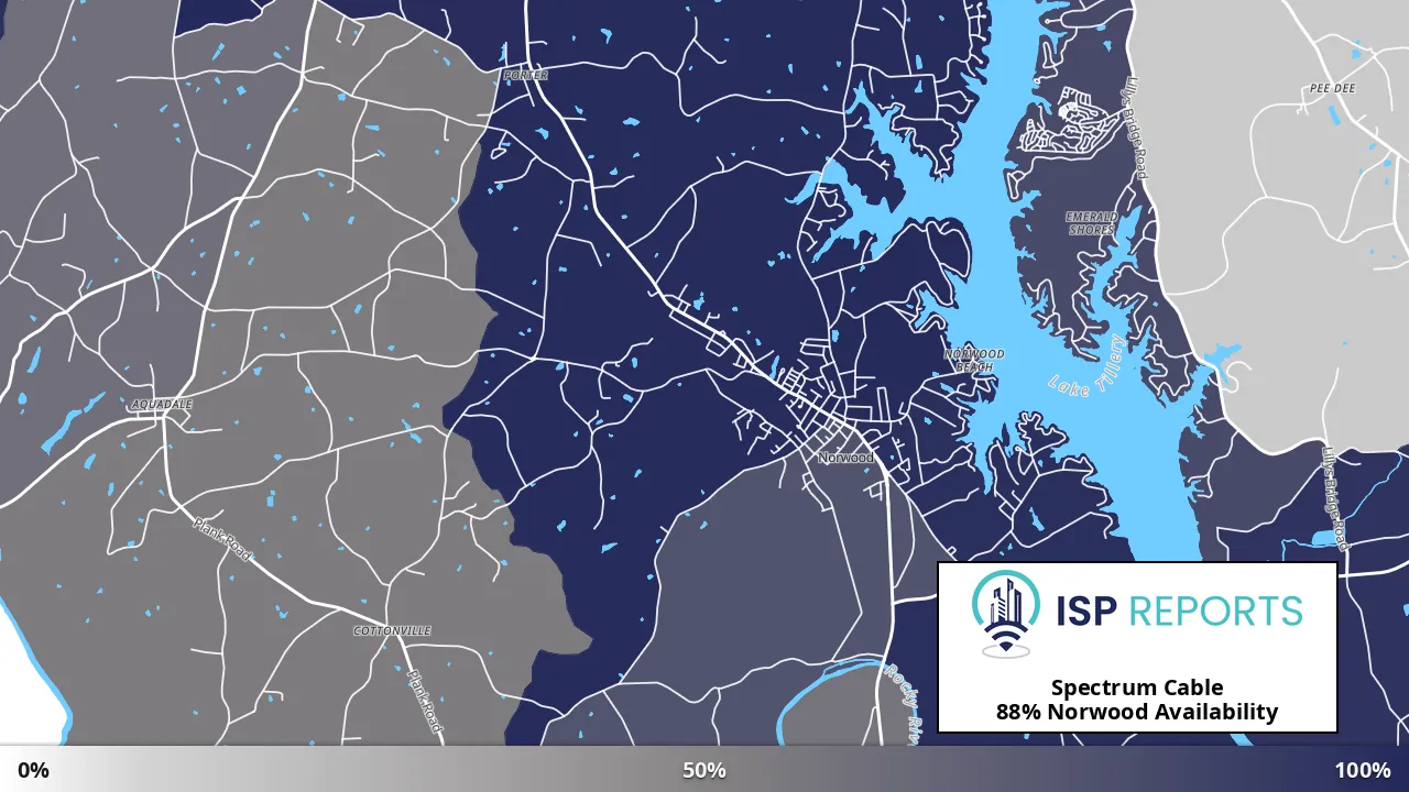 Norwood, NC map of internet availability