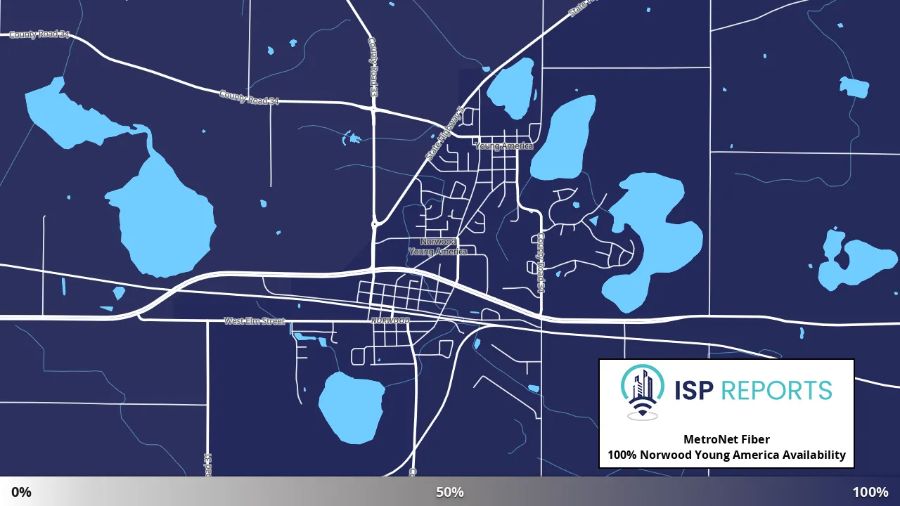 Norwood Young America, MN map of internet availability