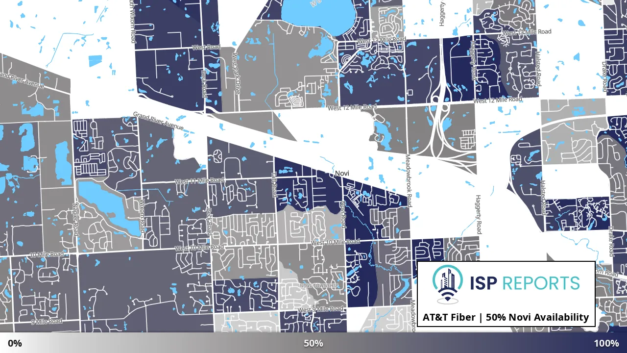 Novi, MI map of internet availability