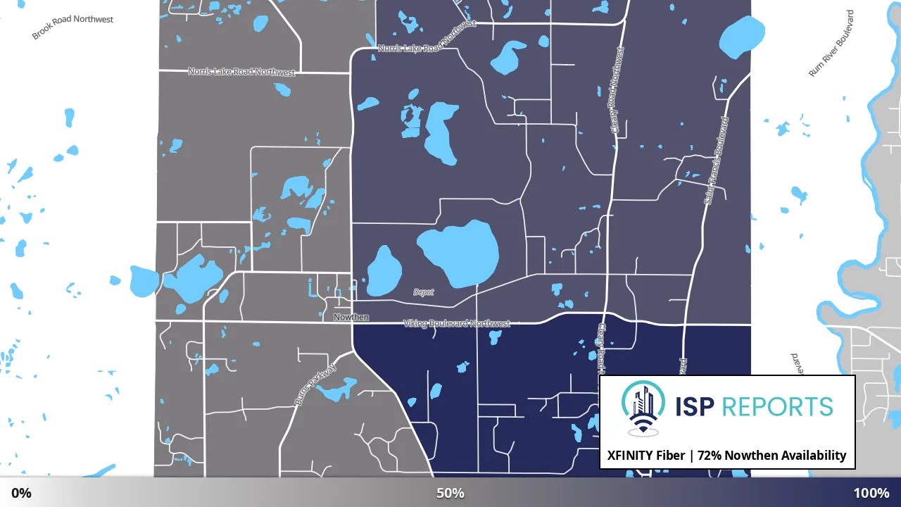 Nowthen, MN map of internet availability