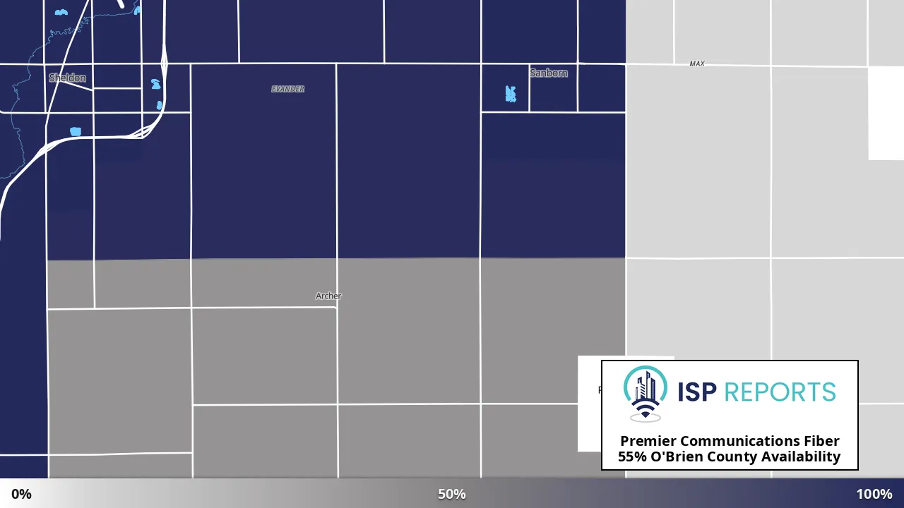 O'Brien County, IA map of internet availability