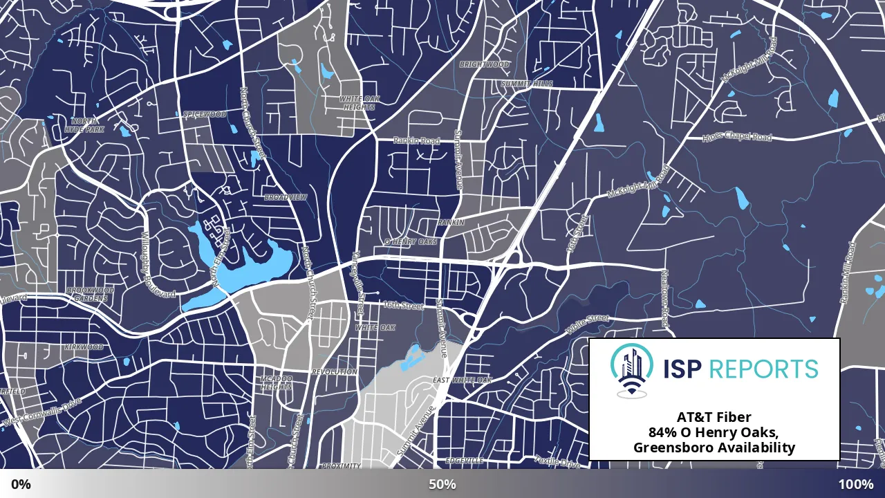 O Henry Oaks, Greensboro, NC map of internet availability