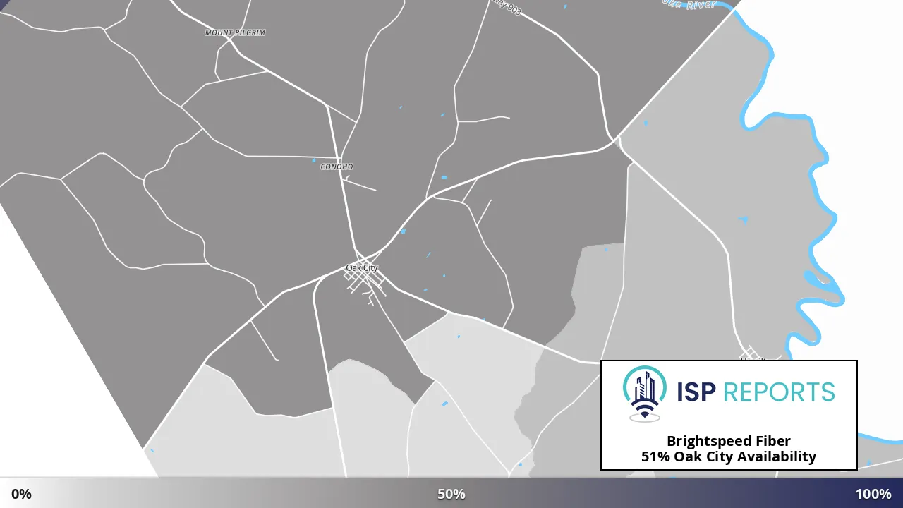 Oak City, NC map of internet availability