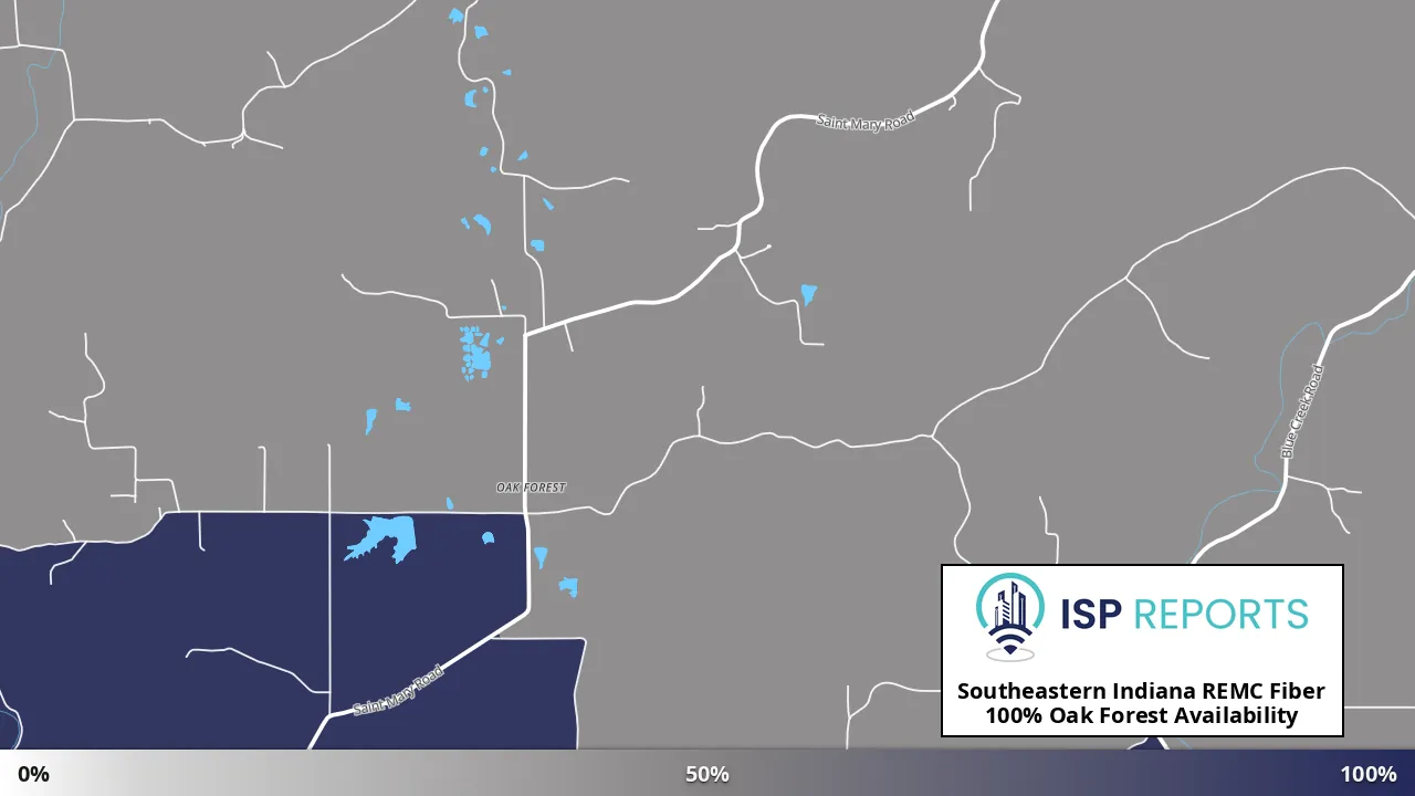 Oak Forest, IN map of internet availability