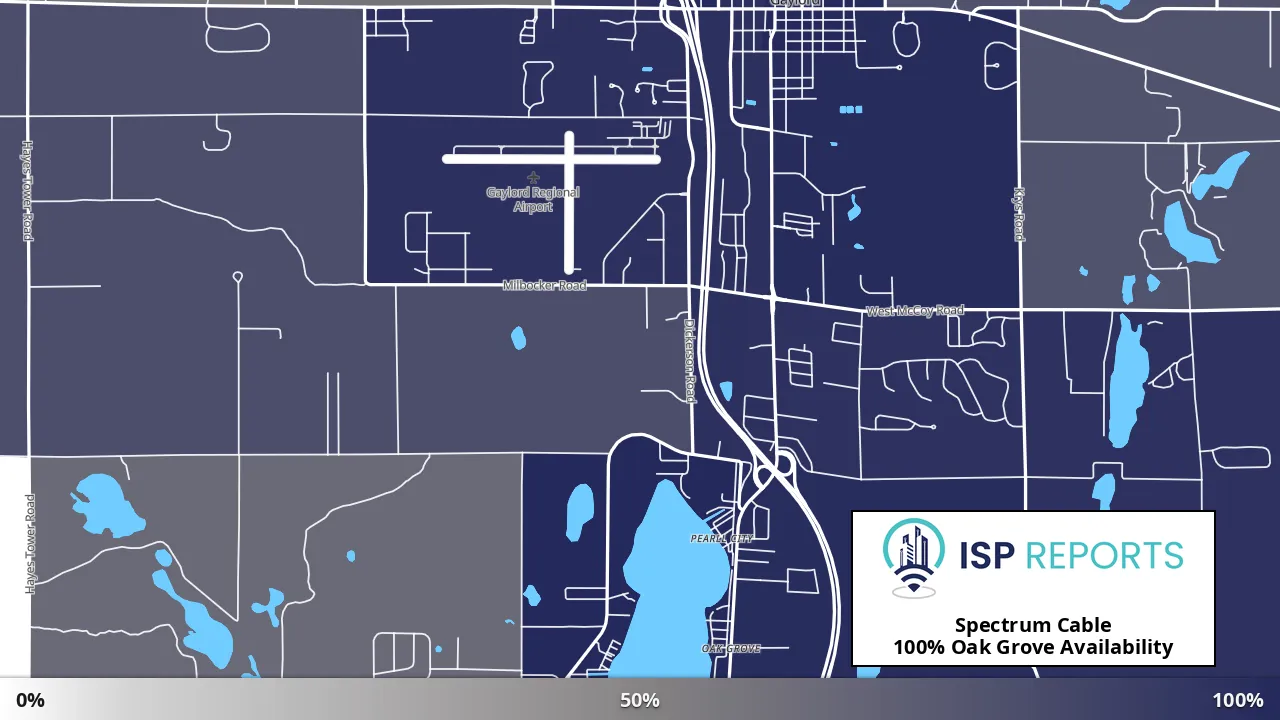 Oak Grove, MI map of internet availability