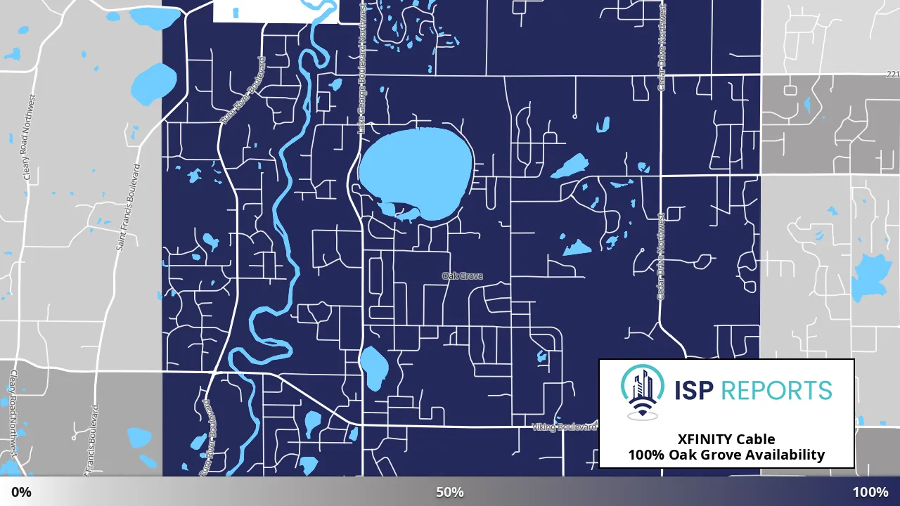 Oak Grove, MN map of internet availability