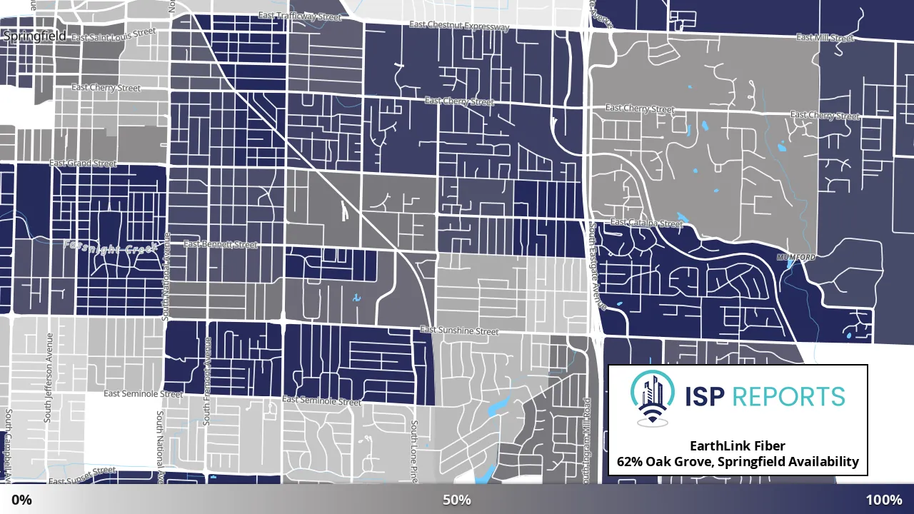 Oak Grove, Springfield, MO map of internet availability