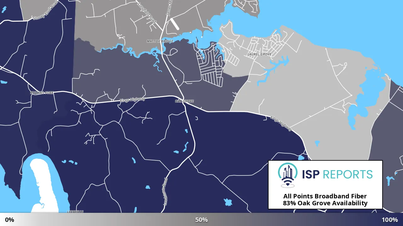 Oak Grove, VA map of internet availability
