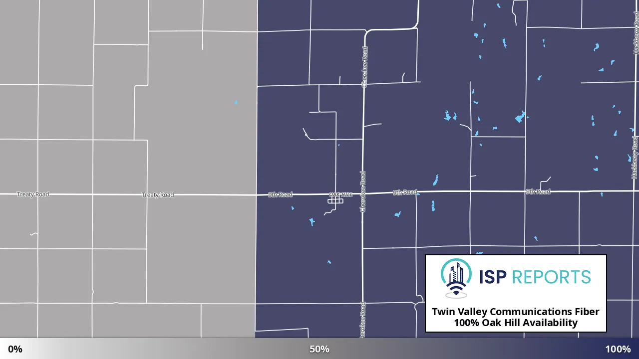 Oak Hill, KS map of internet availability