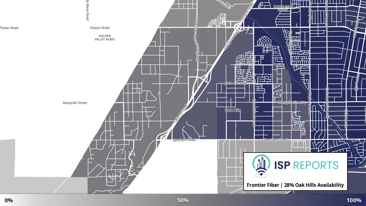 Oak Hills, CA map of internet availability
