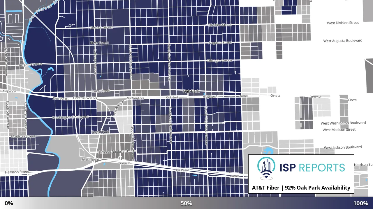 Oak Park, IL map of internet availability