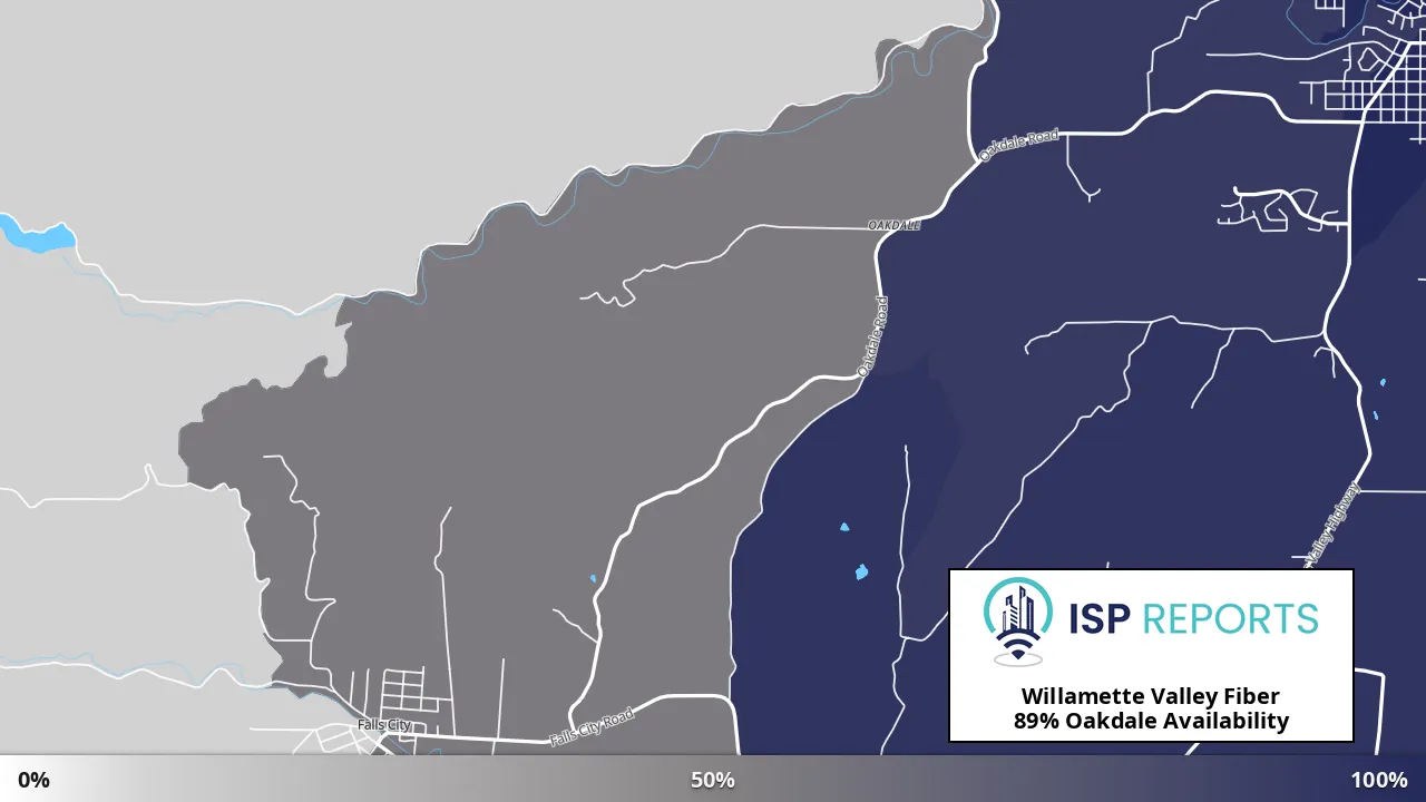 Oakdale, OR map of internet availability