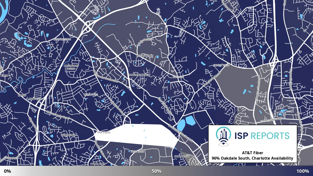 Oakdale South, Charlotte, NC map of internet availability