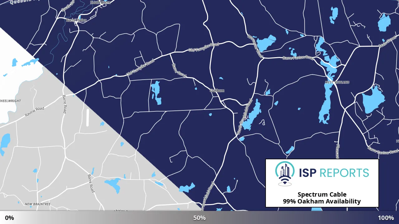 Oakham, MA map of internet availability