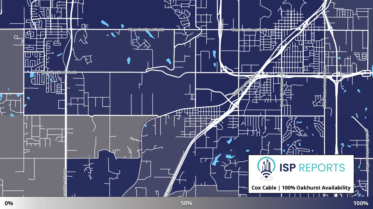 Oakhurst, OK map of internet availability