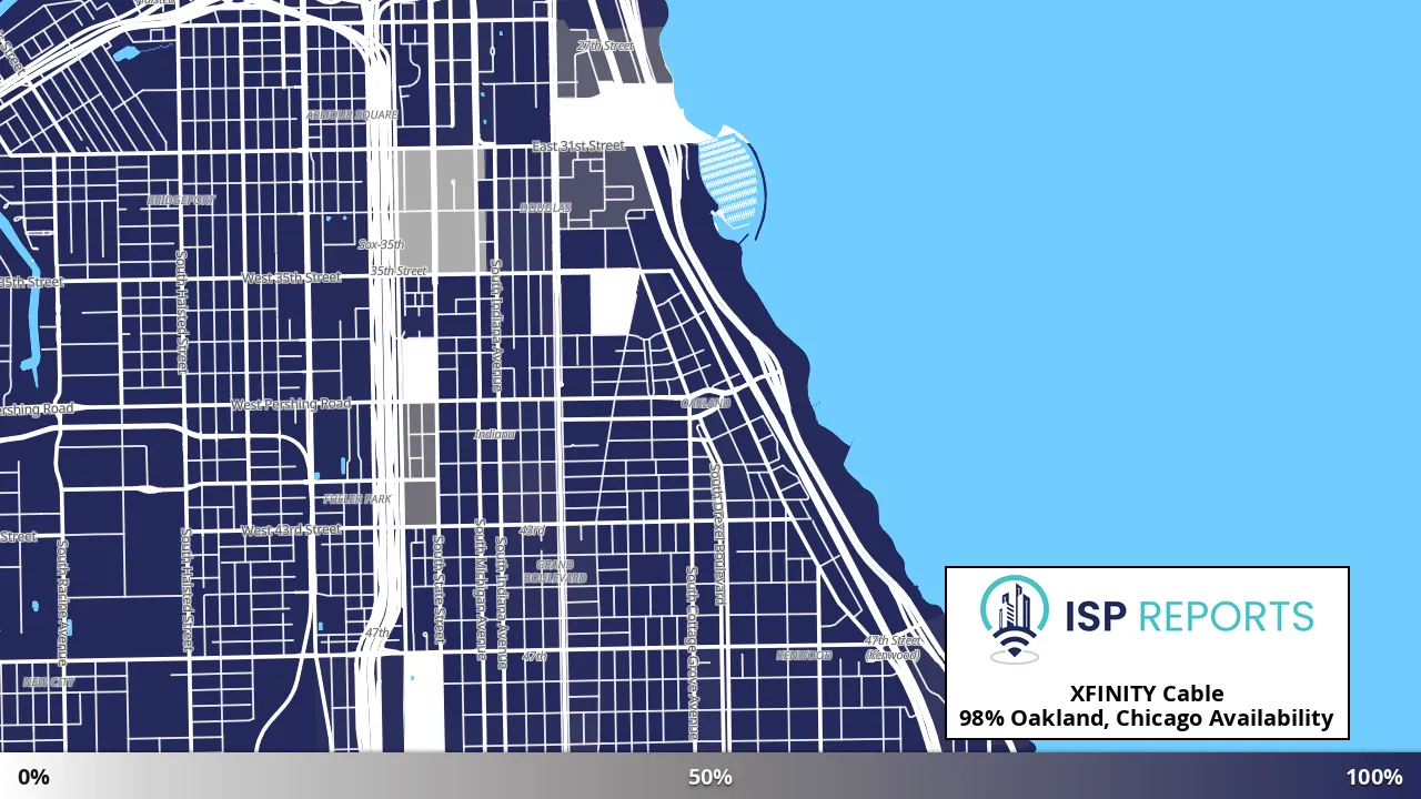 Oakland, Chicago, IL map of internet availability