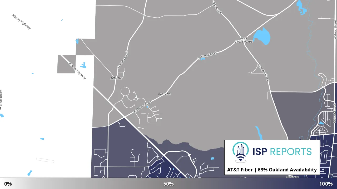 Oakland, GA map of internet availability