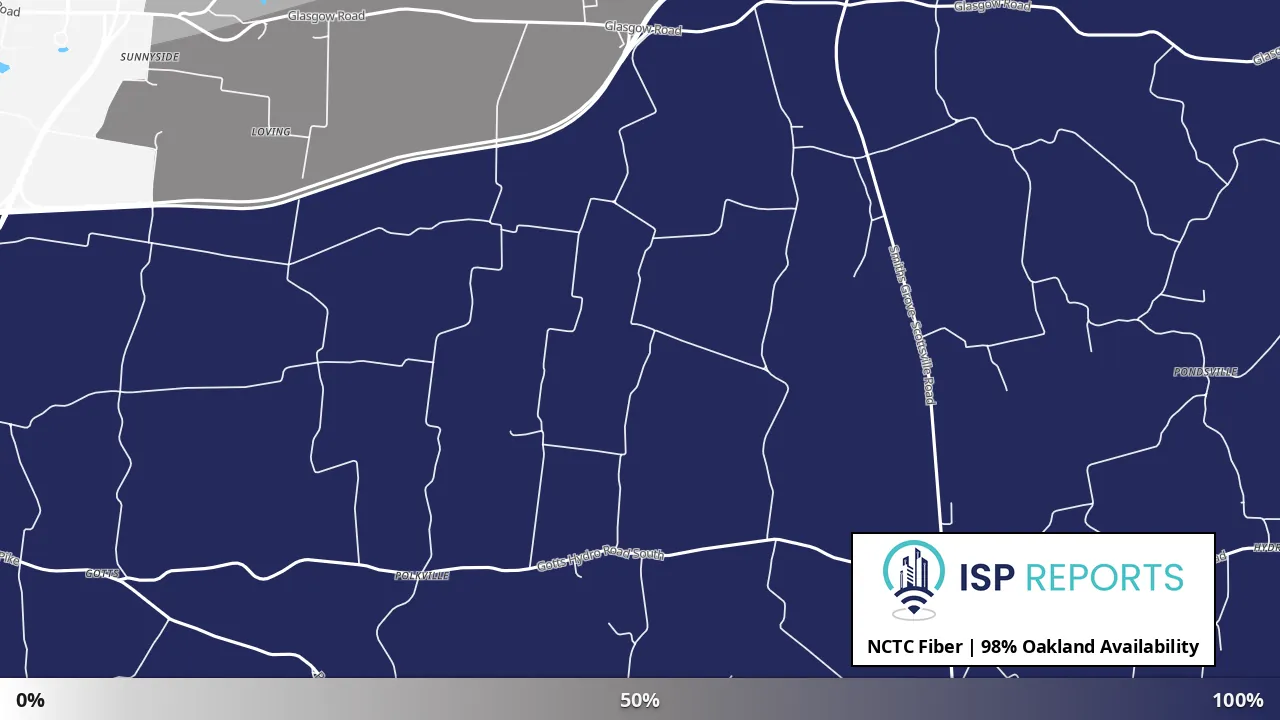 Oakland, KY map of internet availability