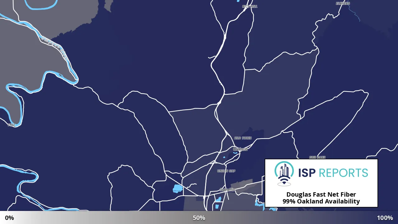 Oakland, OR map of internet availability