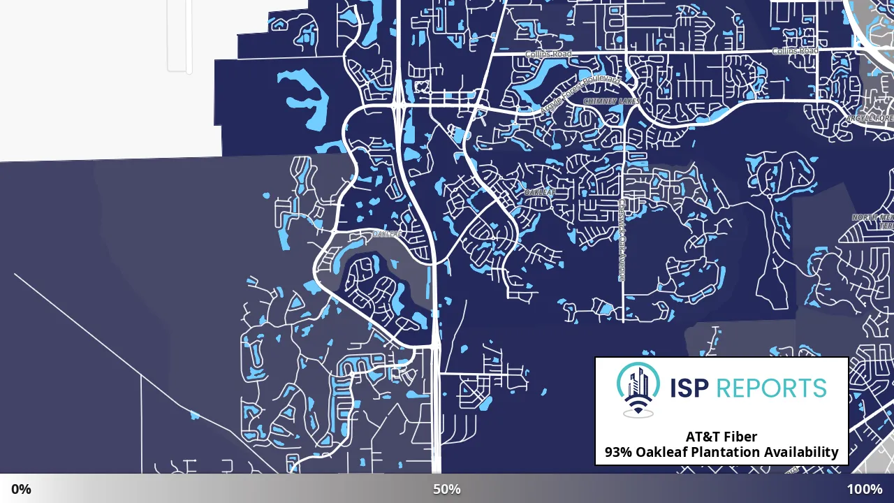 Oakleaf Plantation, FL map of internet availability